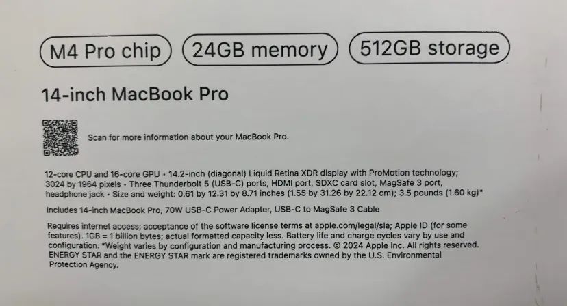MacBook Pro 14.2 | 512 SSD | 24 GB|M4PRO