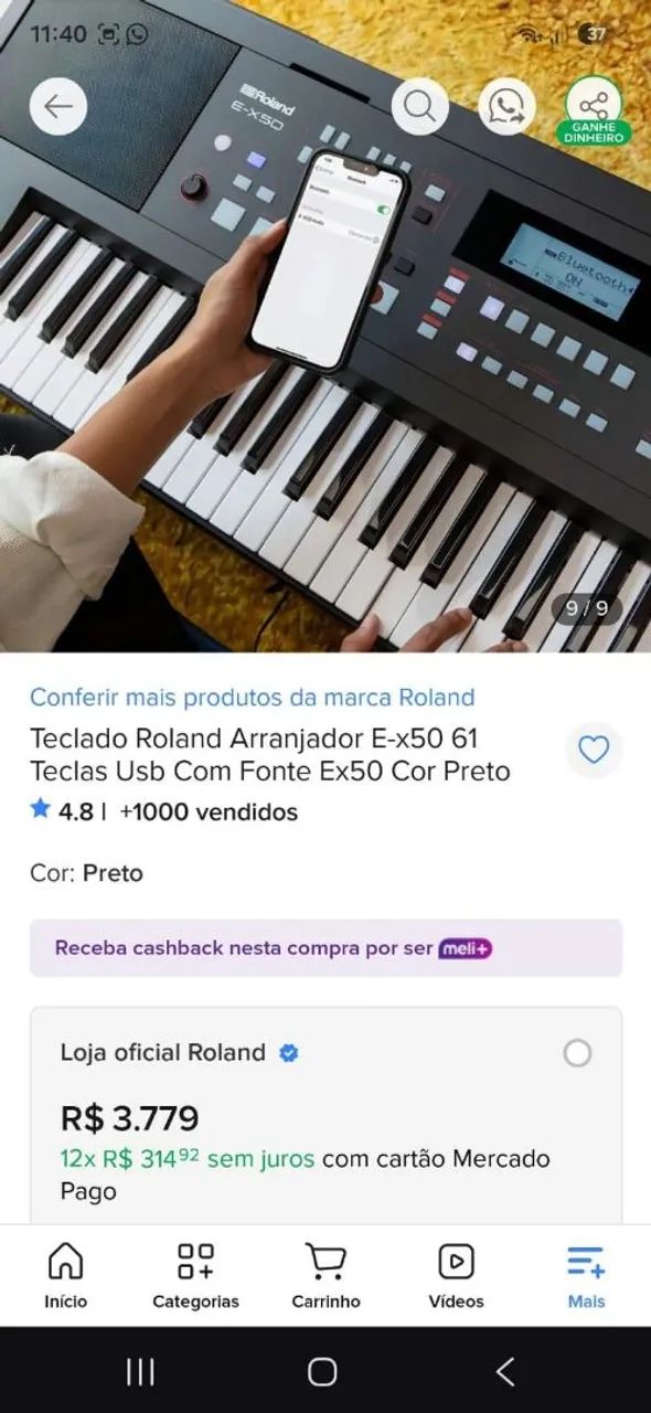 Teclado + suporte + pedal