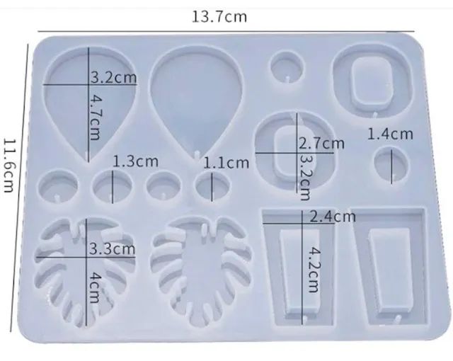 Molde de Silicone para Resina, Brincos e Pingentes Artesanais
