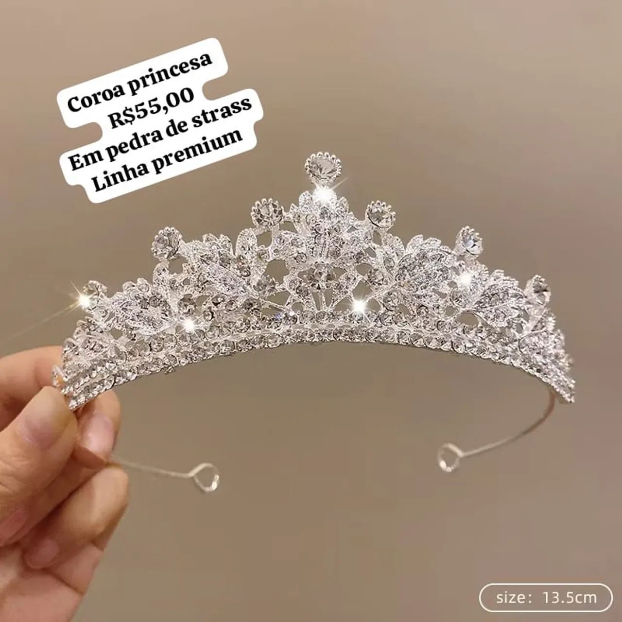  Tiara de cabelo de strass princesa