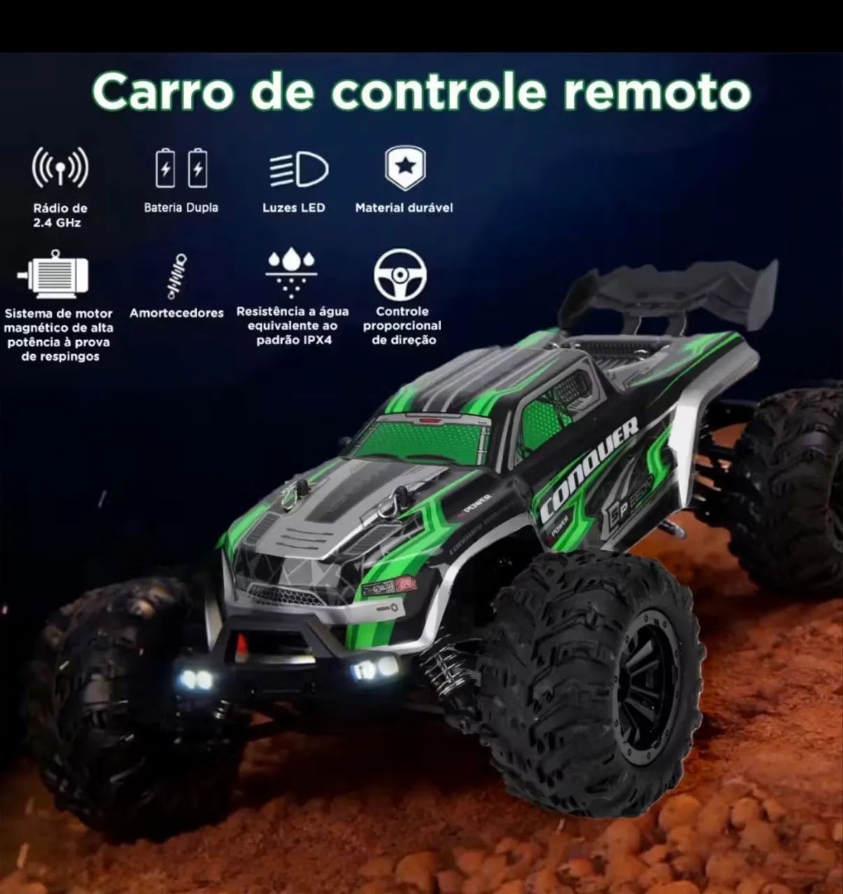 Carrinho controle remoto 50 km h - Foto 3