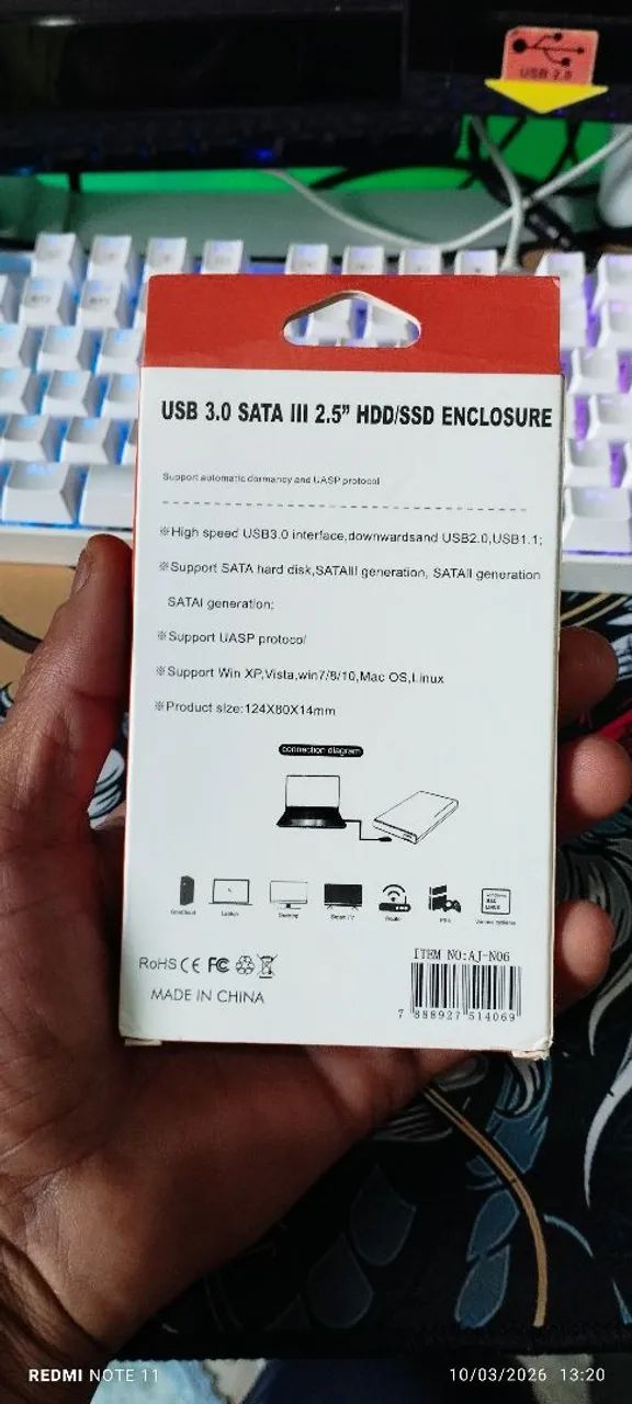CASE DE HD NOVA TRANSPARENTE ANJ.GG USB 3.0 - Foto 2