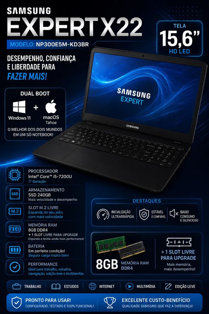 ? NOTEBOOK SAMSUNG EXPERT X22 - PRONTO PARA USAR! ?