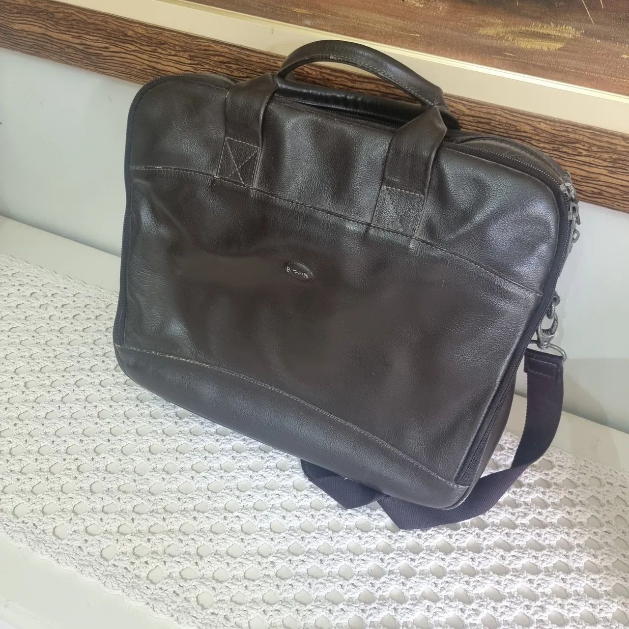 Pasta / Bolsa / Maleta executiva em couro legítimo com 3 repartições na cor marrom - Foto 3
