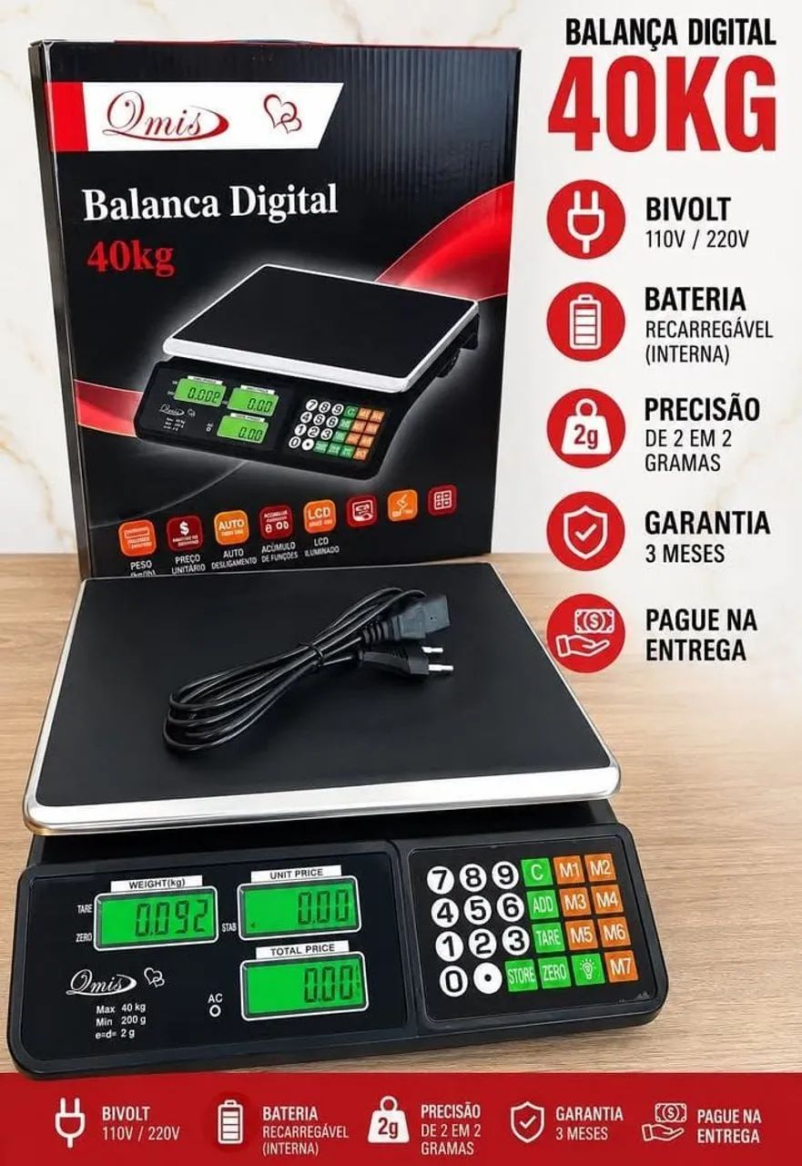 Balança 40 kg preta reta  - Foto 2