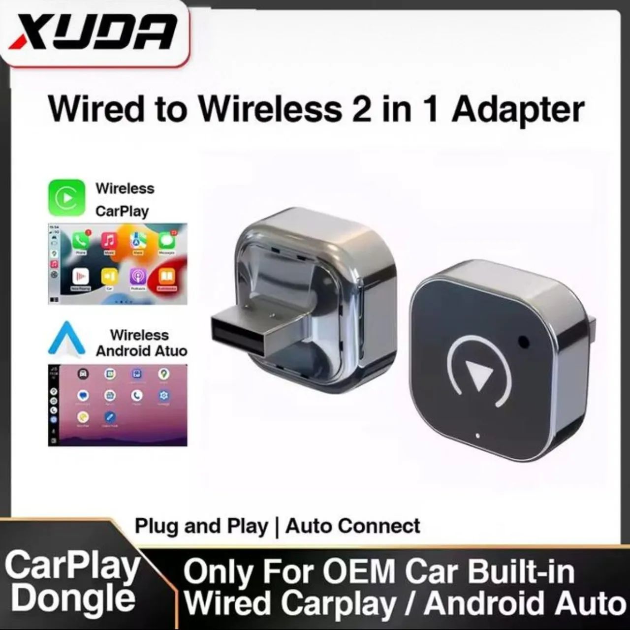 Adaptador Wireless XUDA para Android Auto e Apple Carplay