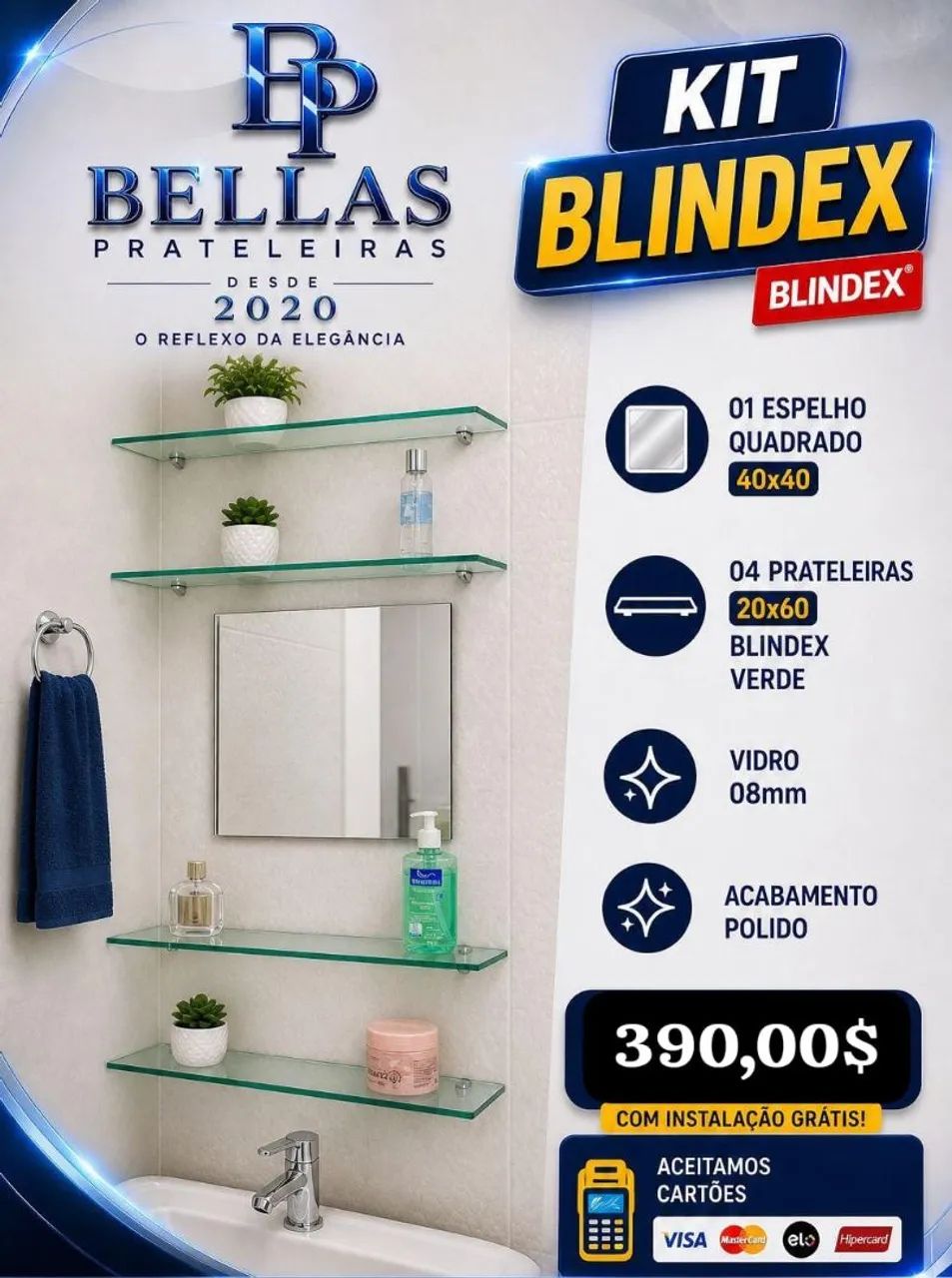 Espelho com prateleiras 