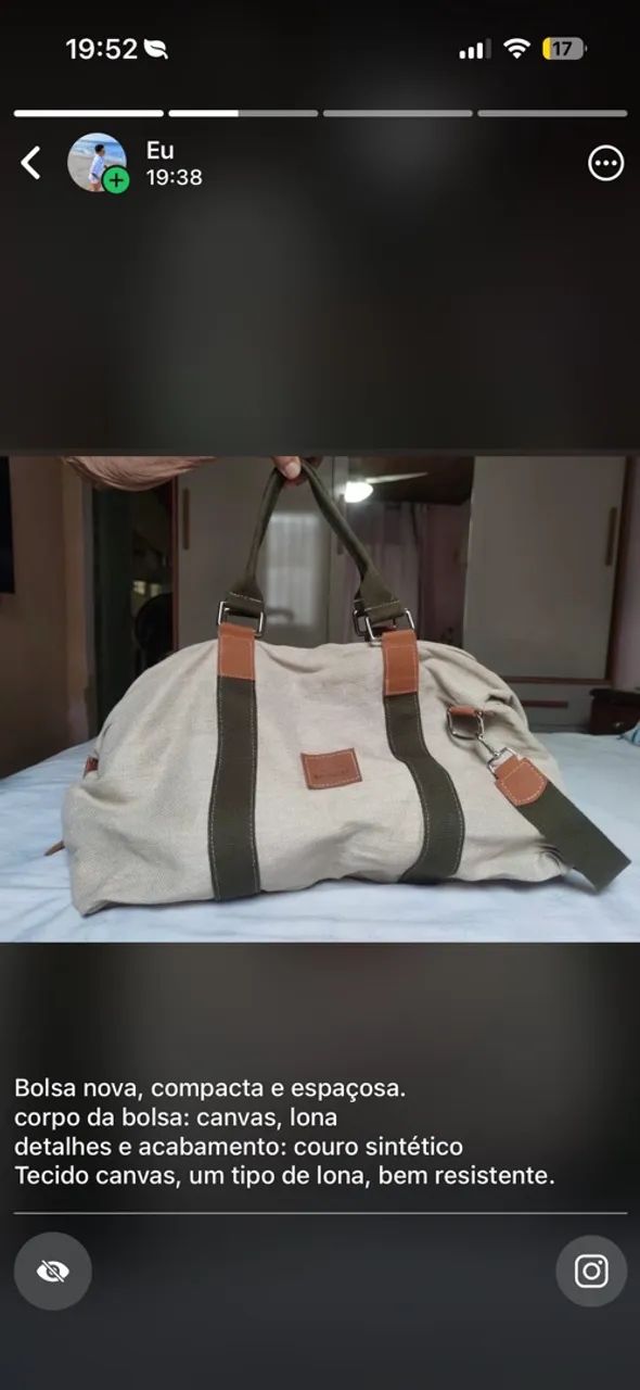 Bolsa de lona com couro - Foto 2