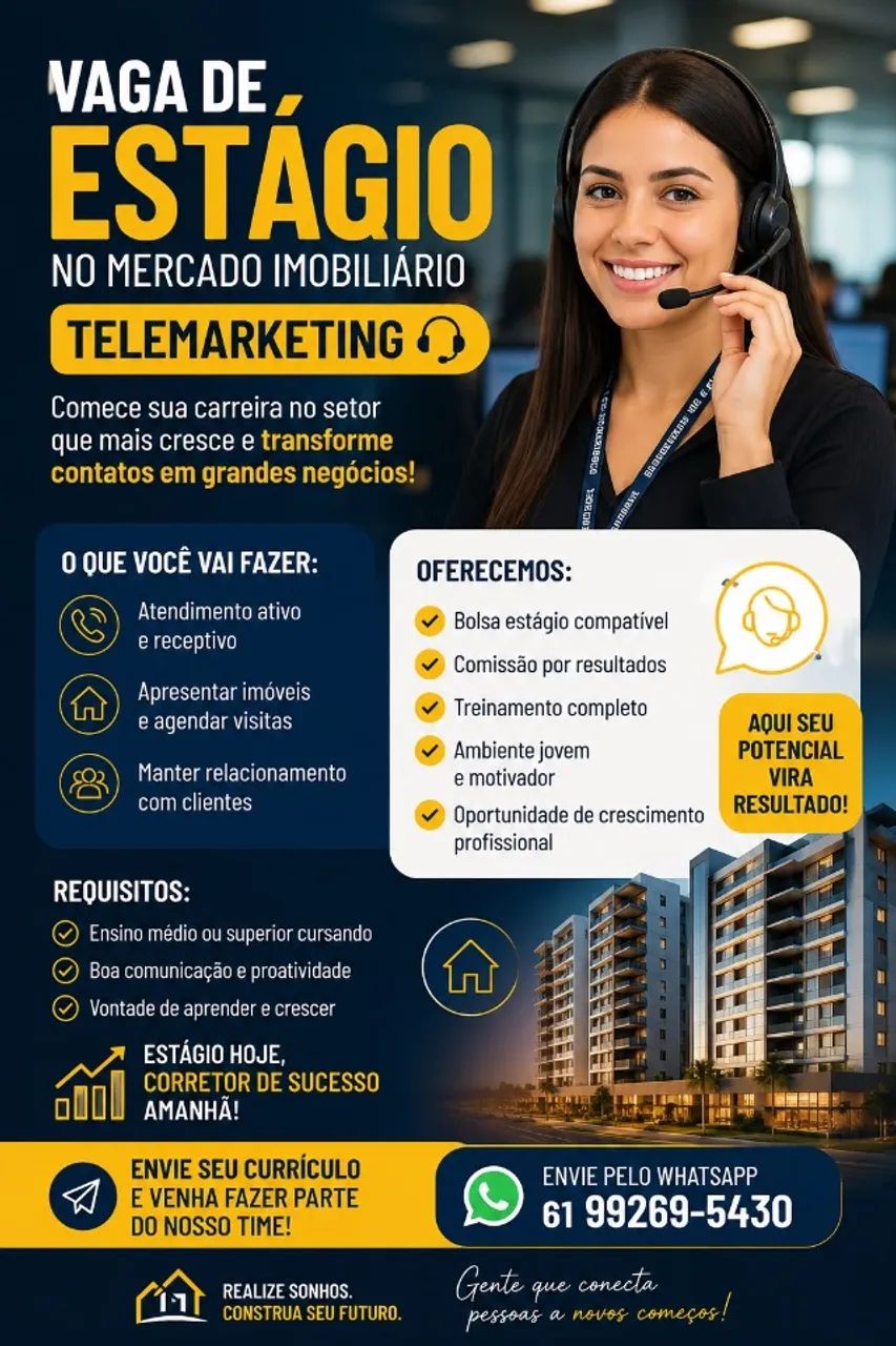 vaga para estagiario telemarkting