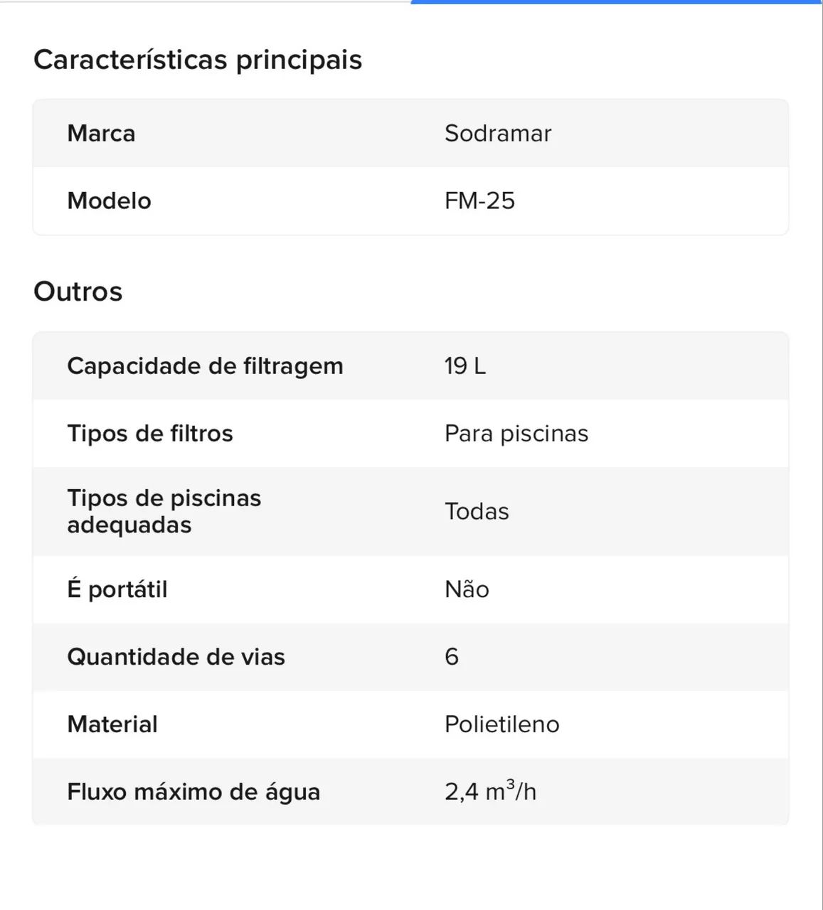 Filtro De Areia Para Piscina De 6 Vias - Sodramar Fm-25 - Foto 2