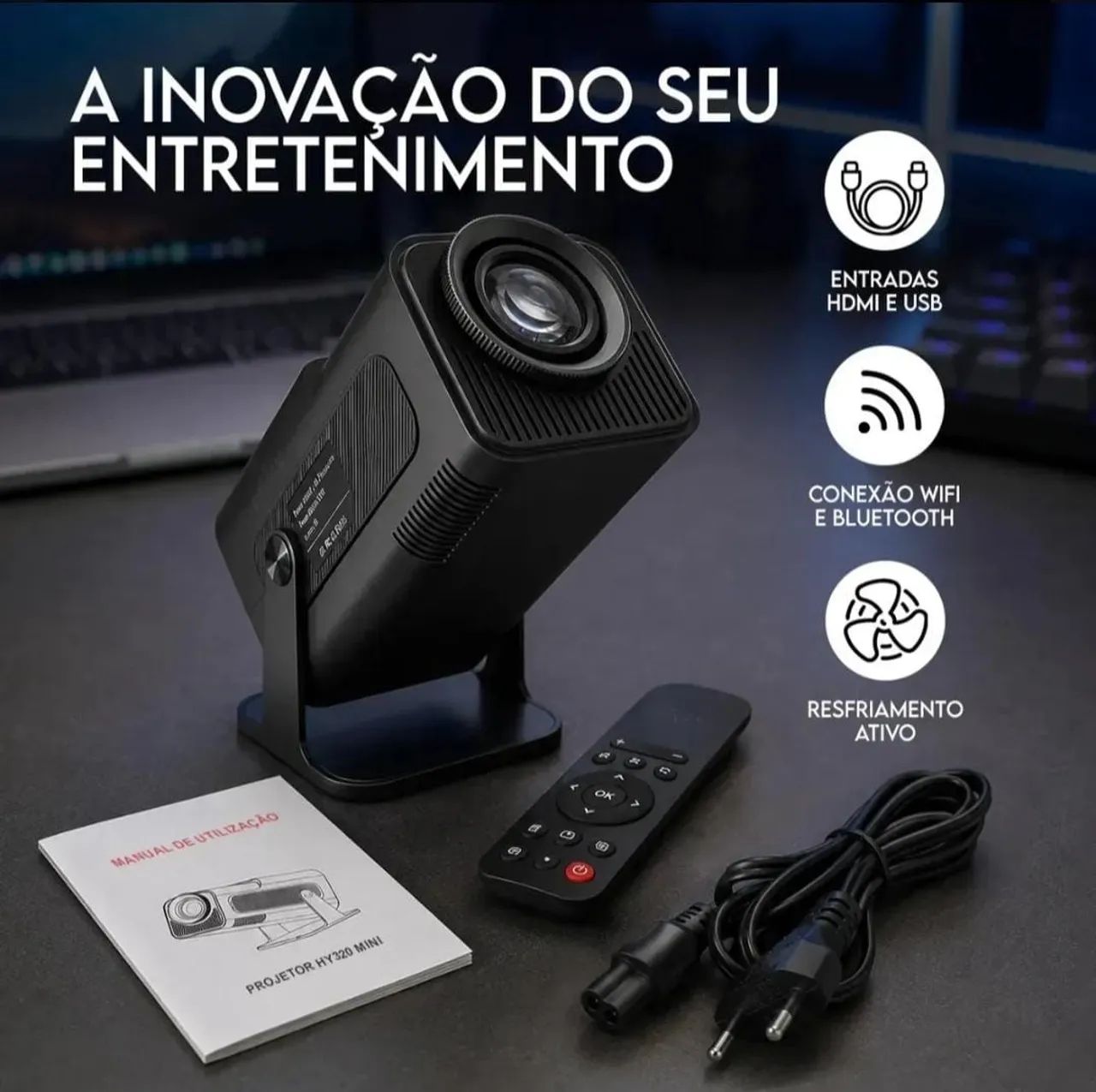 ? Projetor HY320 Android 11 4K Smart Wi-Fi Bluetooth - Foto 3