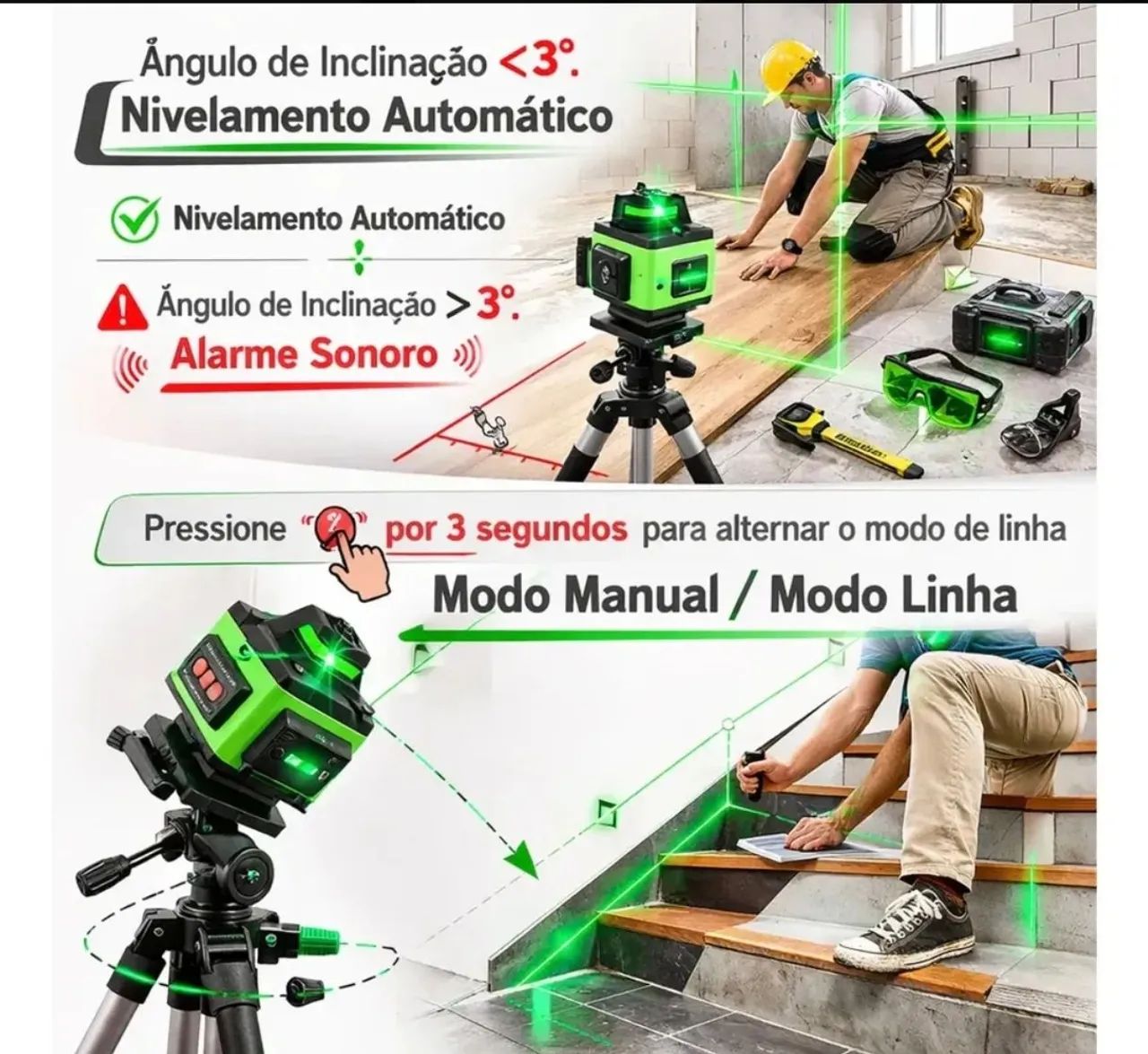 Nível a laser 16 Linhas na Maleta Tripé  - Foto 5