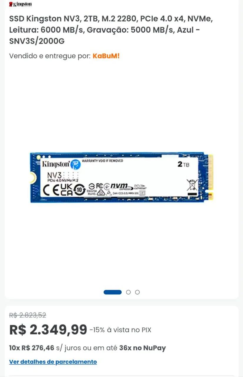 SSD NVME KINGSTON 2TB