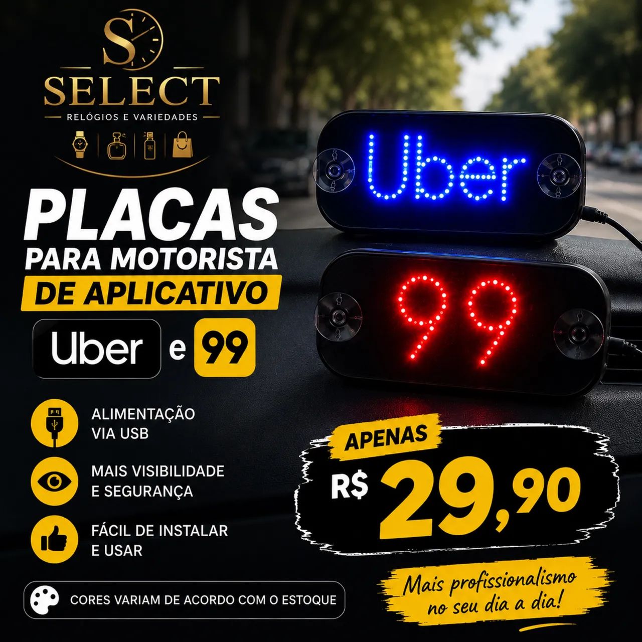 Placa de LED para Uber e 99