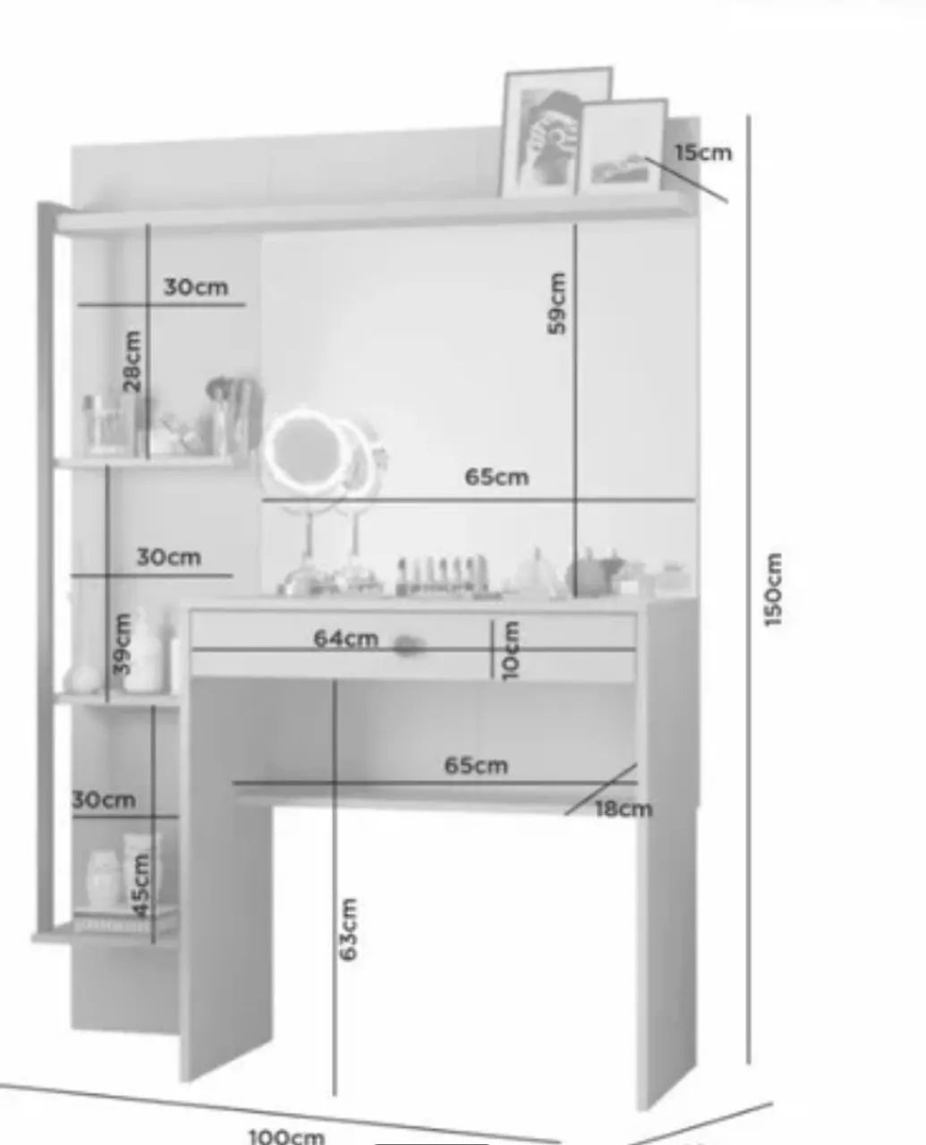Penteadeira camarim com espelho  - Foto 4