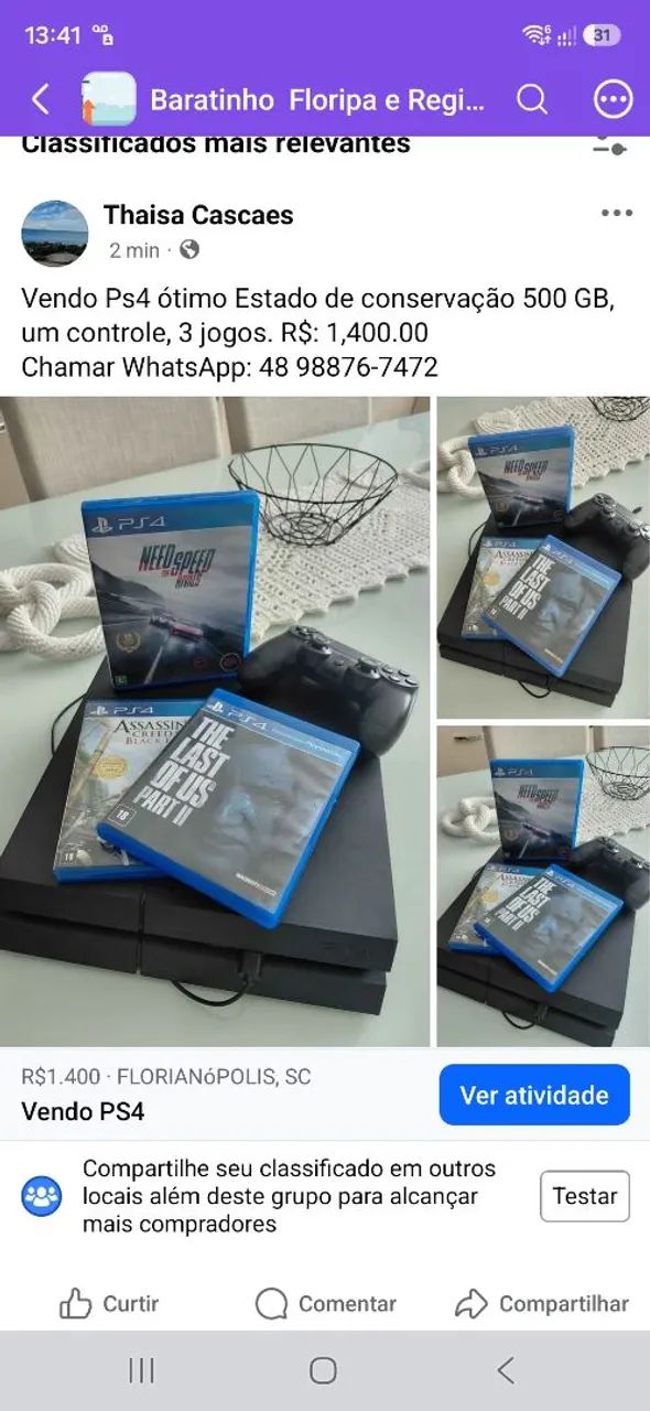 Vendo PS4 3 jogos