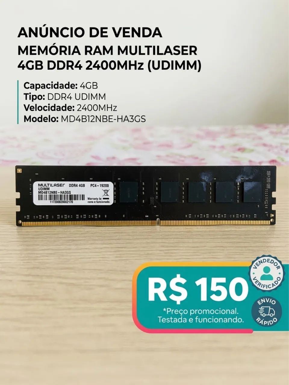 Memoria DDR4 4gb