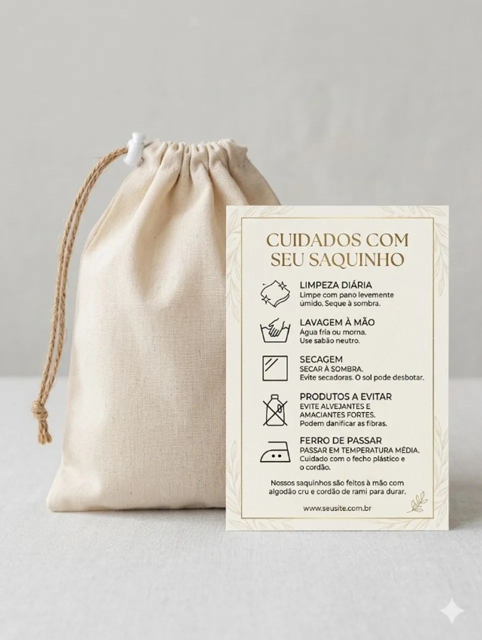 Sacos de presente feitos em algodão crú, sustentáveis e reutilizáveis. - Foto 2