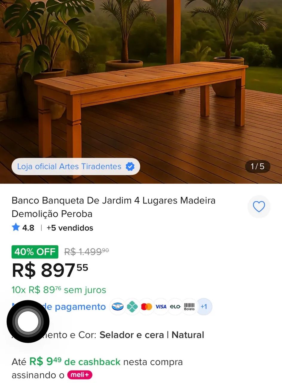 Banco madeira maciça Peroba Rosa  - Foto 3