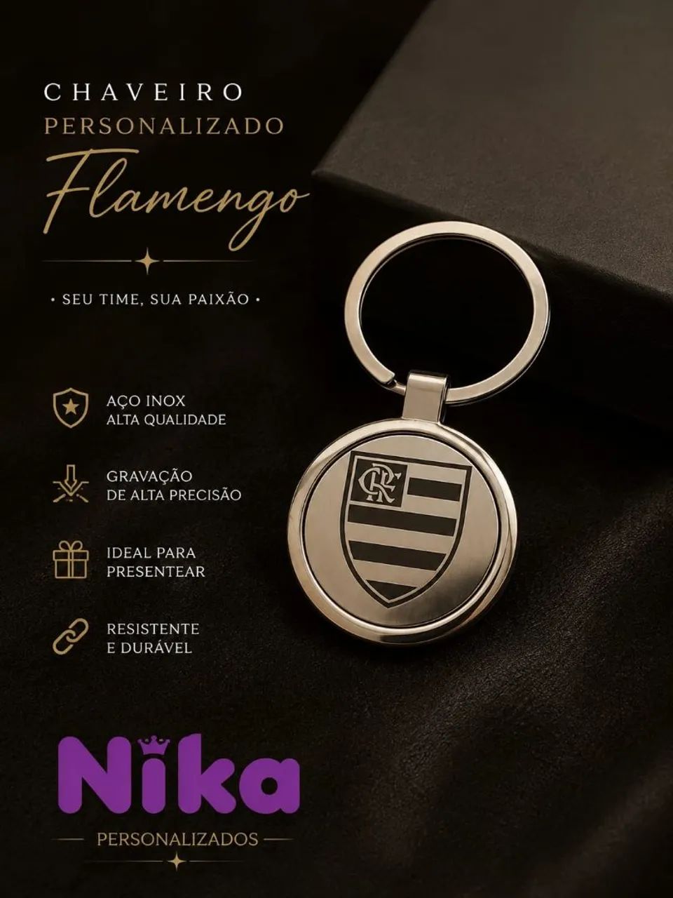 Personalizado em aço pulseira, colar e chaveiro  - Foto 4