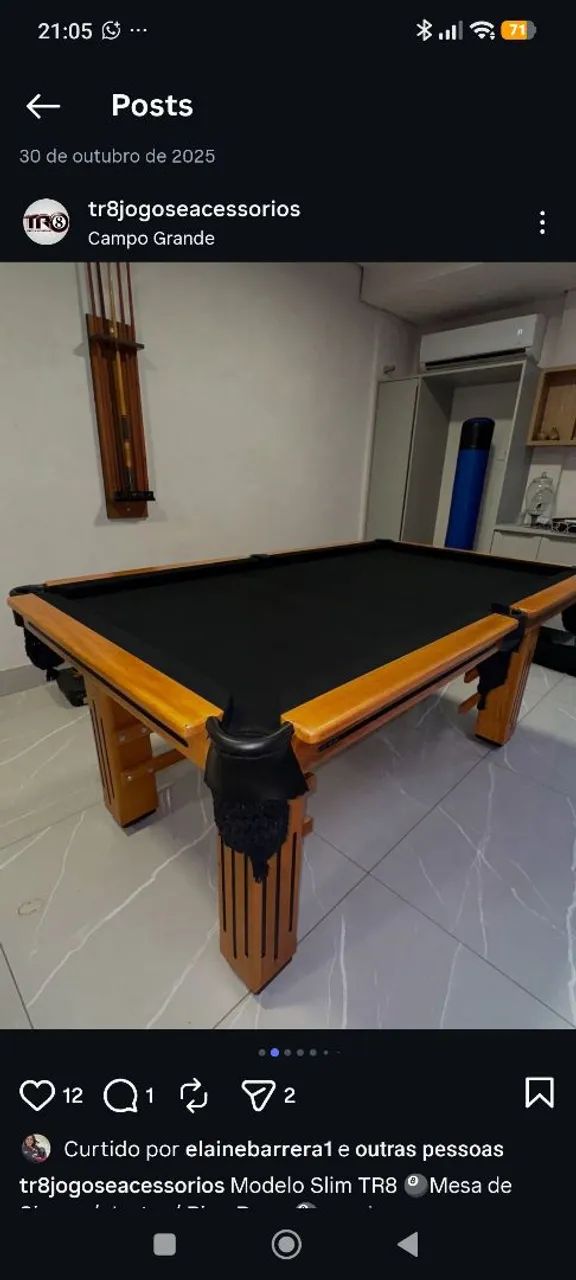 Mesa de Sinuca Modelo Slim