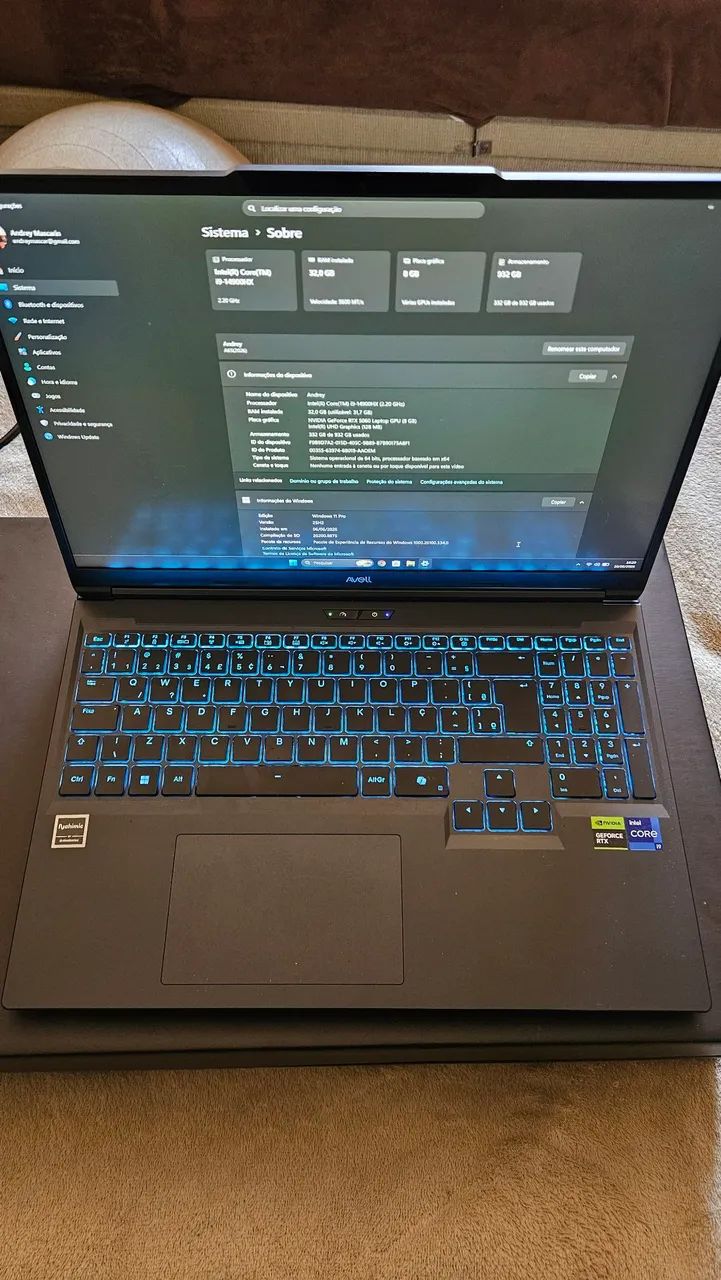 Notebook gamer Avell íon 65 rtx5060 