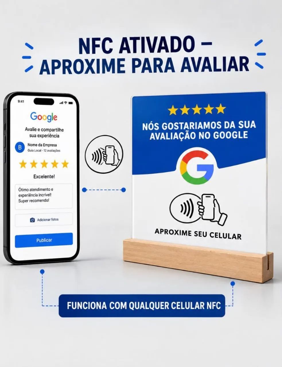 Placa avaliação Google NFC
