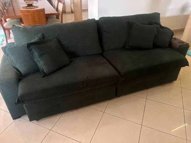SOFÁ LINHO MISTO - VERDE ESCURO