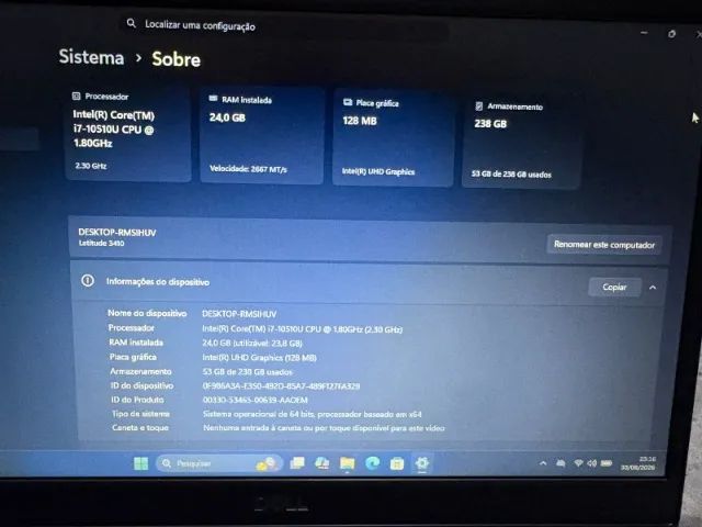 NOTEBOOK DELL I7 10º GEN | 24GB RAM | 256 SSD - Foto 5