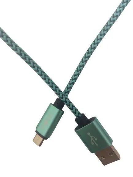 Cabo de dados verde 2 metros USB (macho) x micro USB (macho) p/ celular ou controle de PS4