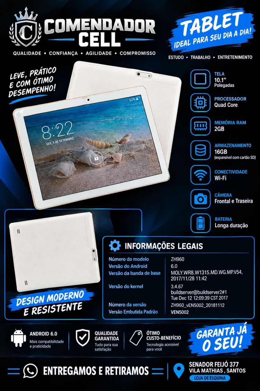 Tablete armazenamento 16gb
