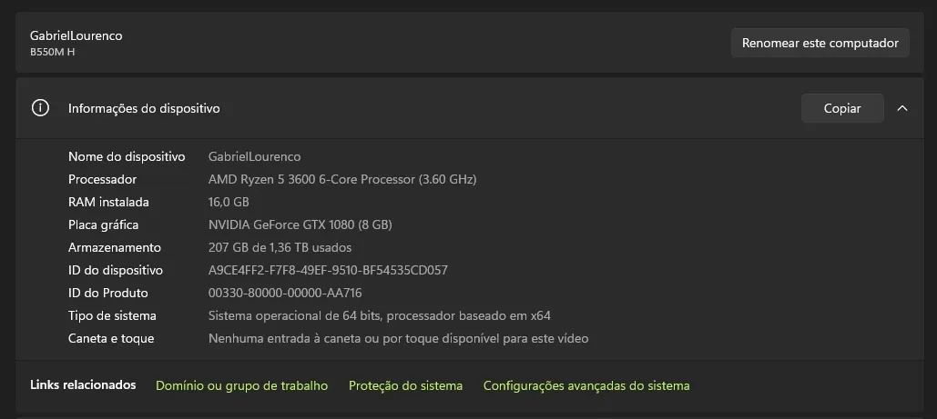 Computador desktop trabalho/gamer