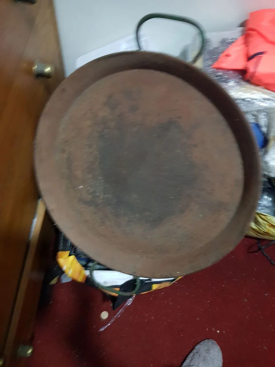 ANTIGA FORMA DE PAELLA ESPANHOLA DE FERRO FUNDIDO DE 1950 COM 44 CM DE DIÂMETRO