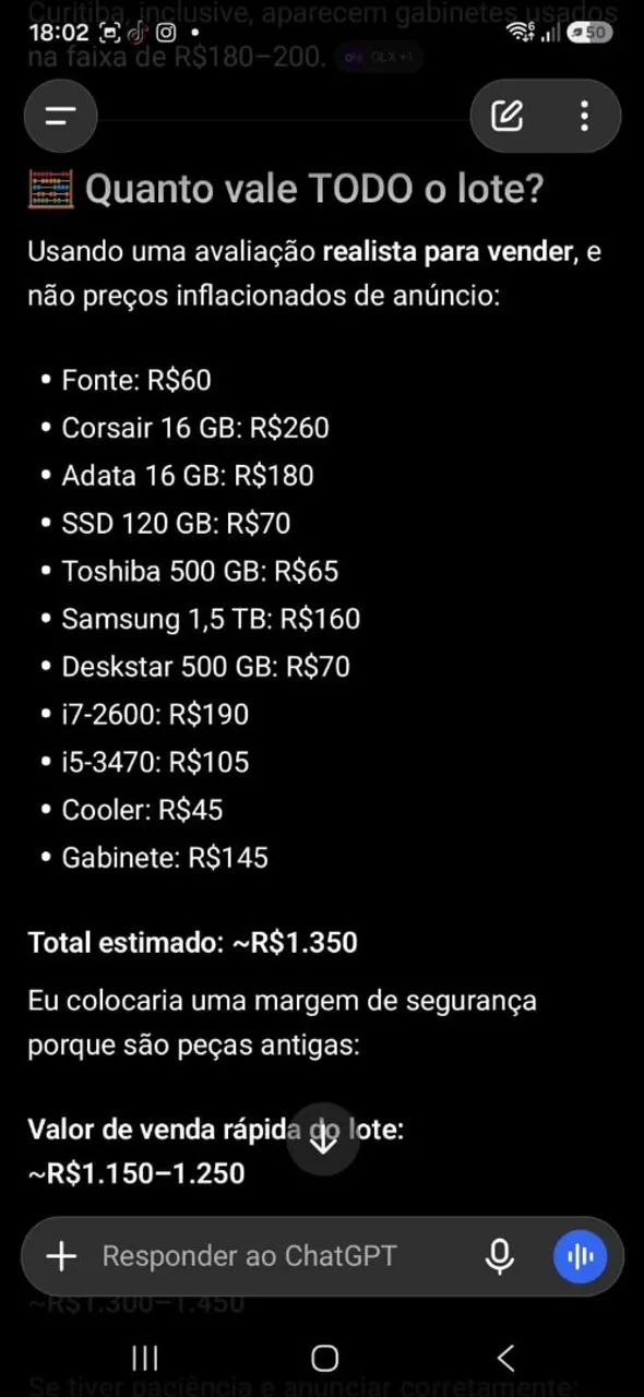 Lote de peças