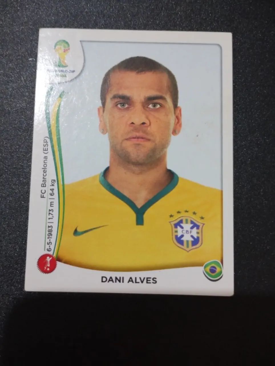 Figurinha Daniel Alves Nr 37 Copa 2014