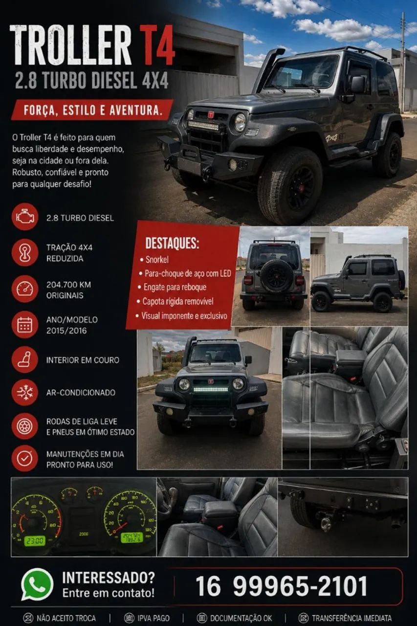 Troller T-4 T-4 4x4 3.0 TB Int. Cap. Rígida Diesel 2012