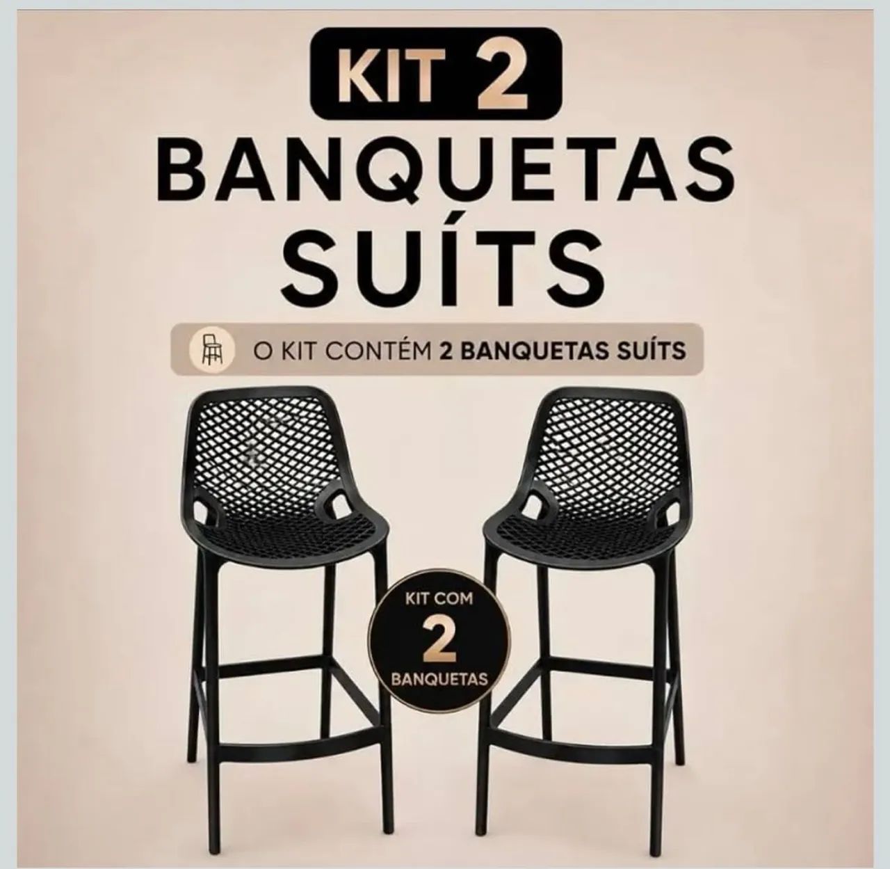 Kit Banquetas Suits cor preta  - Foto 3