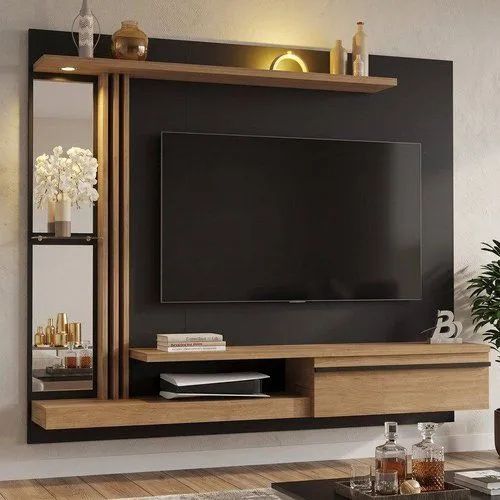 Painel para TV até 55 polegadas com LED + prateleira de vidro - 160 x 136