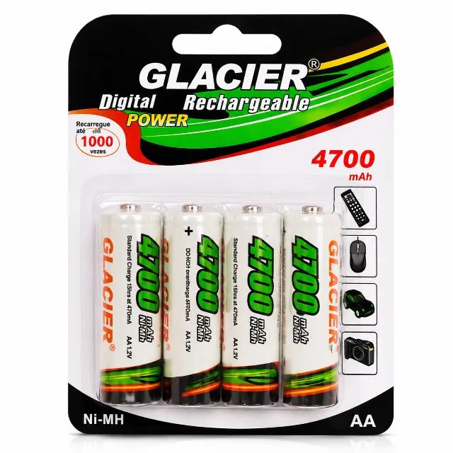 Kit 4 Pilhas Bateria Recarregável AA 4700mAh - Novo
