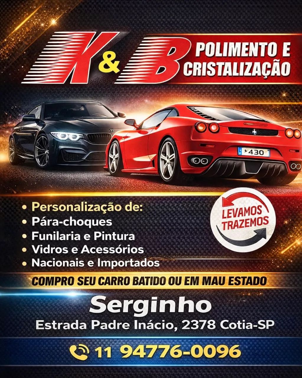 Funilaria, pintura, troca de vidros e acessórios 