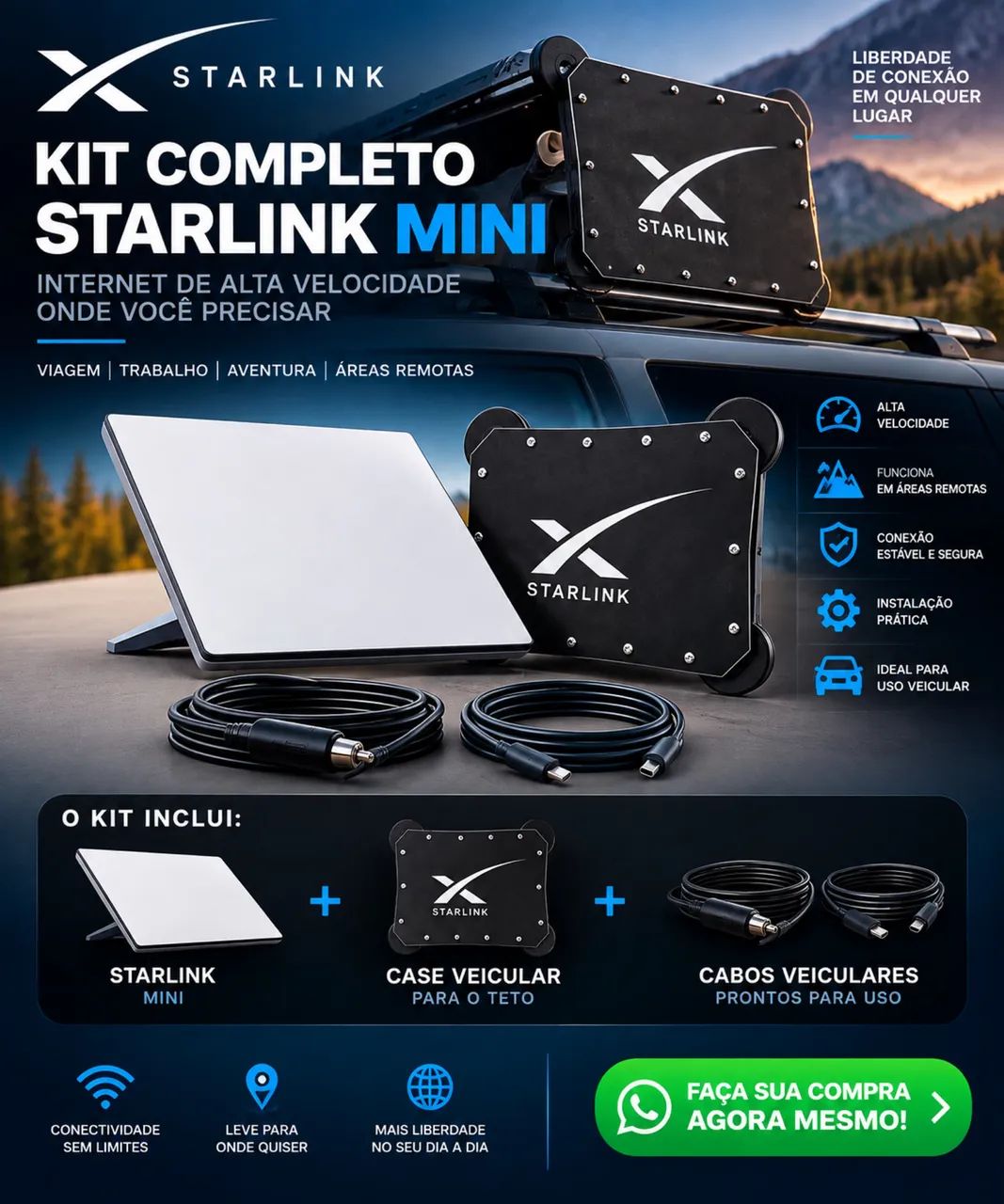 Kit Veicular Starlink Completo