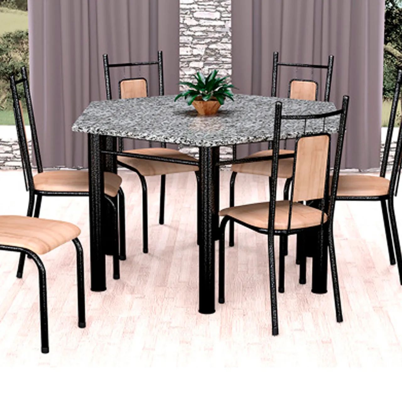 Jogo de mesa com 6 cadeiras