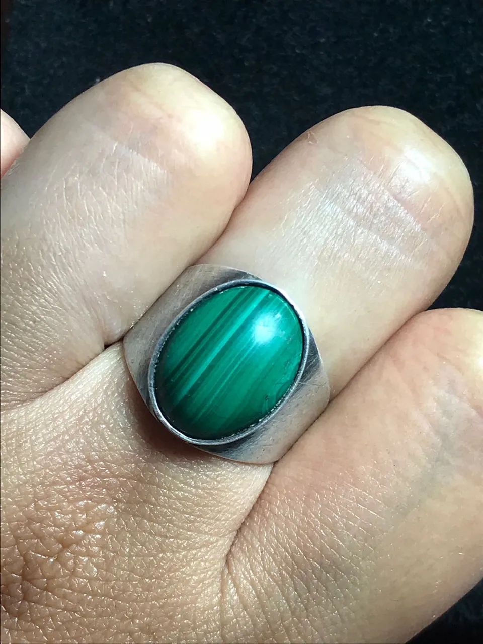 Anel de Prata com Pedra Malaquita - Foto 2