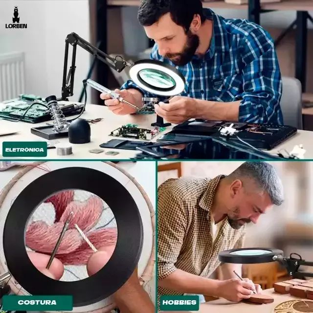 Lupa Luminária Articulável com 10X e LED - NOVO - Foto 5
