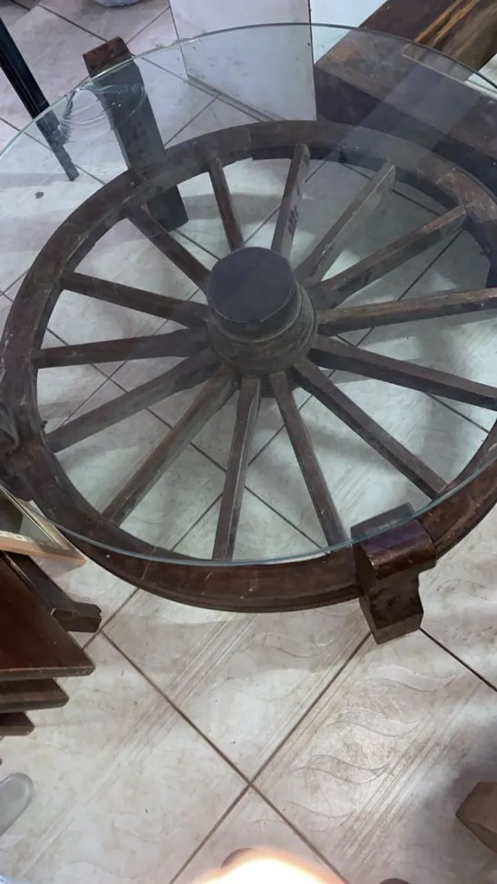 Mesa madeira Maciça Formato de Roda - Foto 2