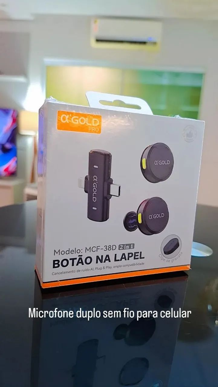 Microfone duplo para celular sem fio 