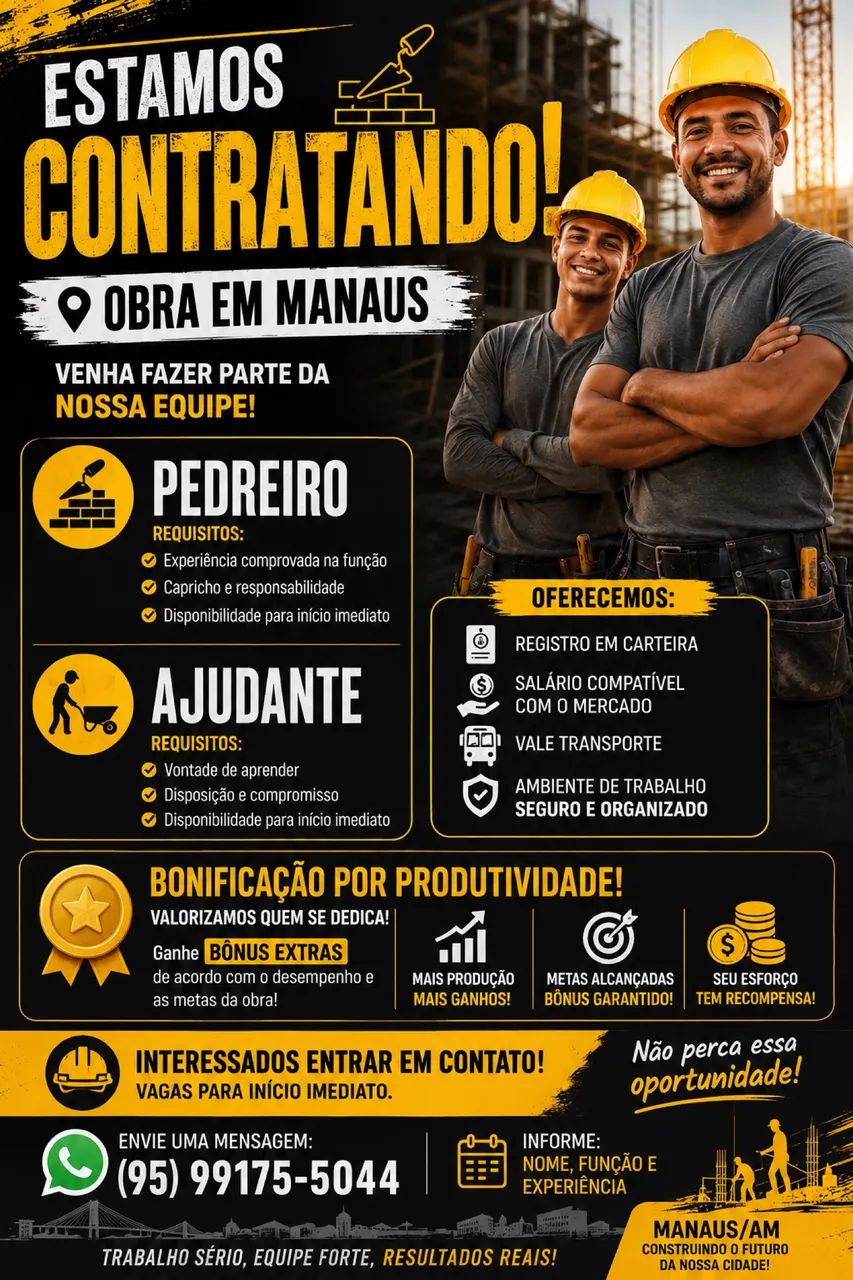 ? VAGAS ABERTAS EM MANAUS! ?