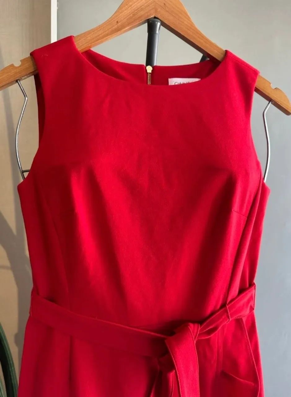 vestido midi calvin klein vermelho tam 38 - Foto 4