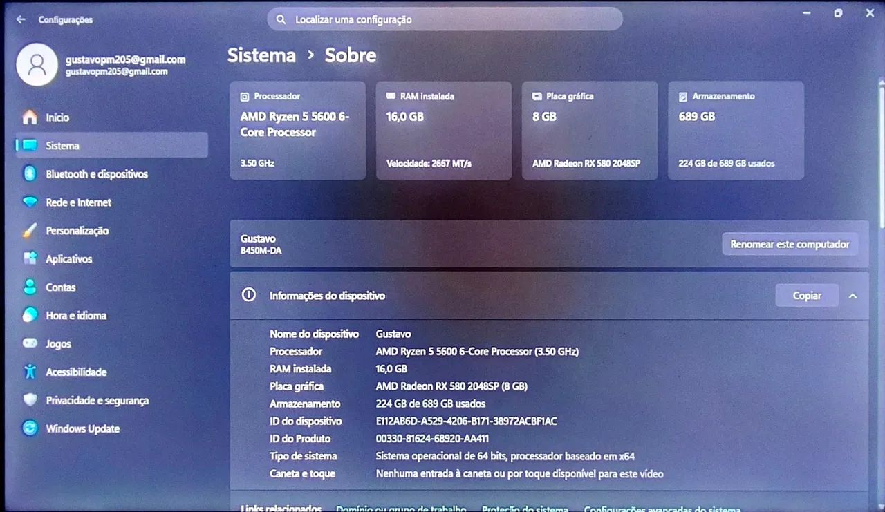 ? PC GAMER COMPLETO - RYZEN 5 5600 + RX 580 8GB ?