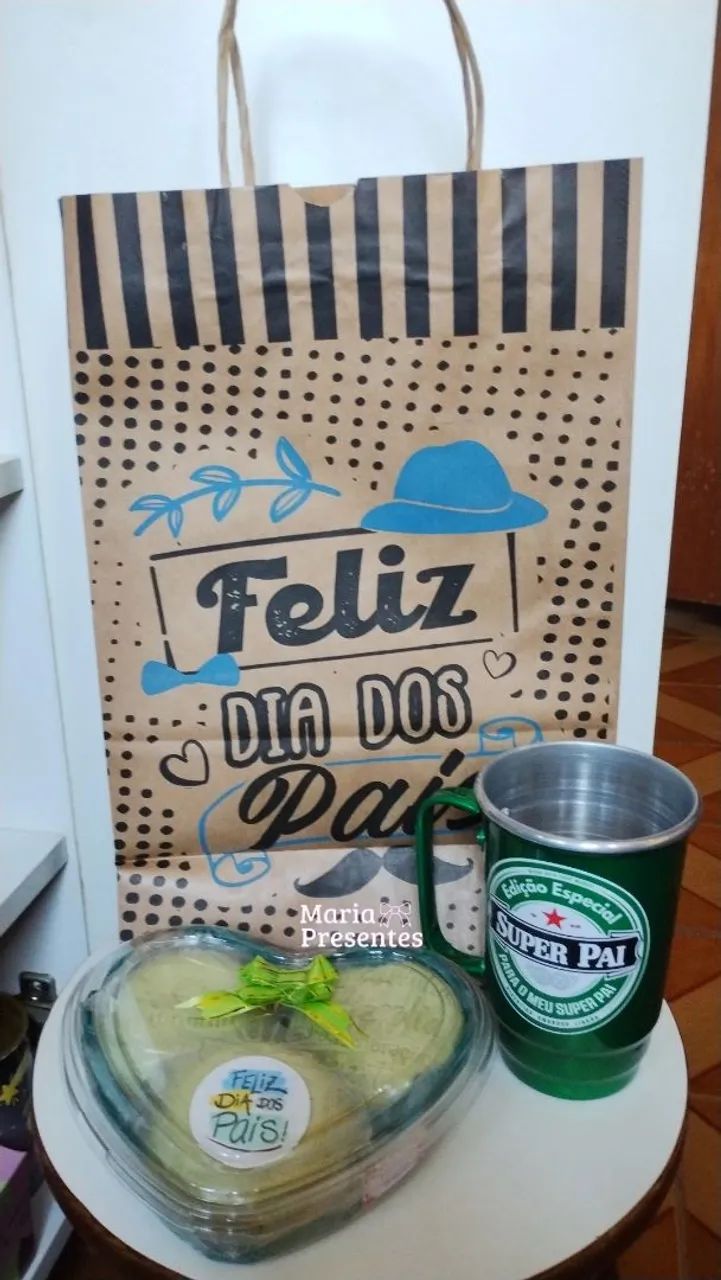 Kit presente dia dos pais com sabonetes e caneca alumínio 